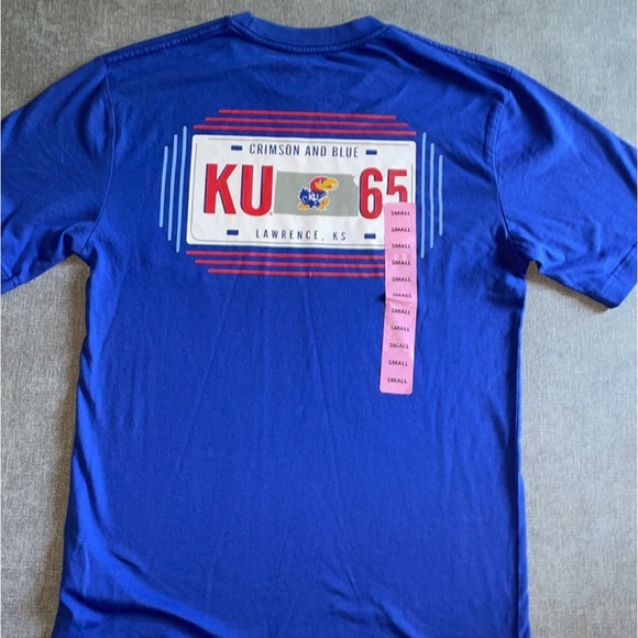 Kansas Jayhawks Short Sleeve Shirt Crimson and Blue NCAA - Picture 3 of 5